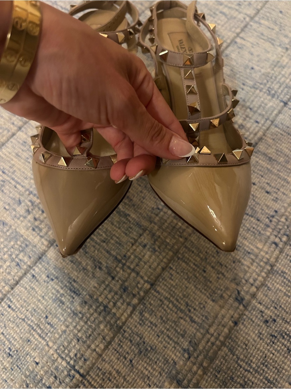 Valentino Nude Patent Leather Rockstud Pointed-Toe Slingback Heels - Picture 6 of 6